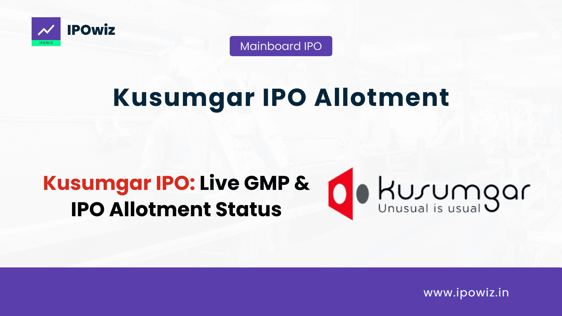 Kusumgar IPO Allotment Status Today, GMP & Allotment Chances