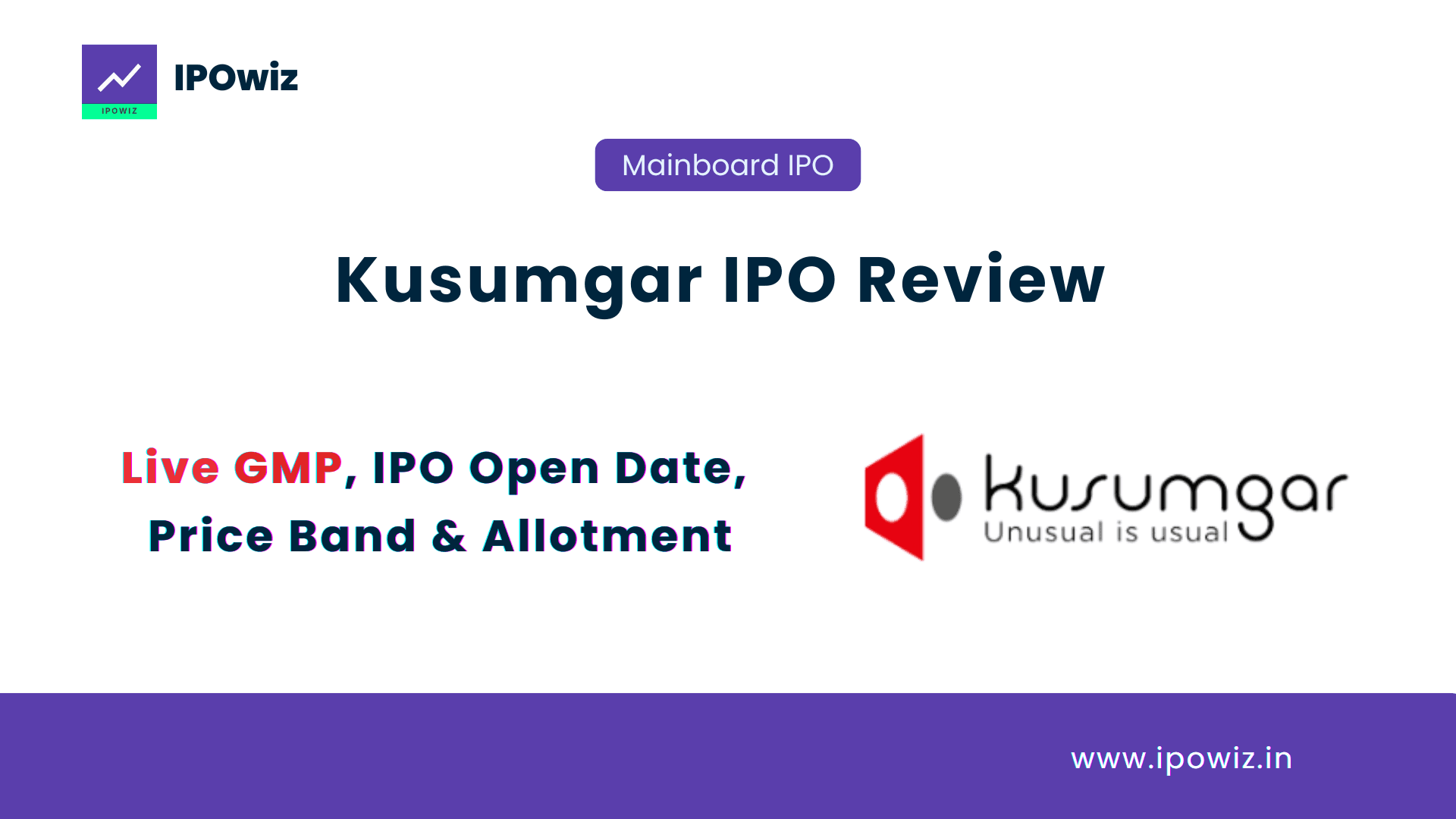 Kusumgar IPO GMP Today, Price Band, Subscription, Review & Allotment
