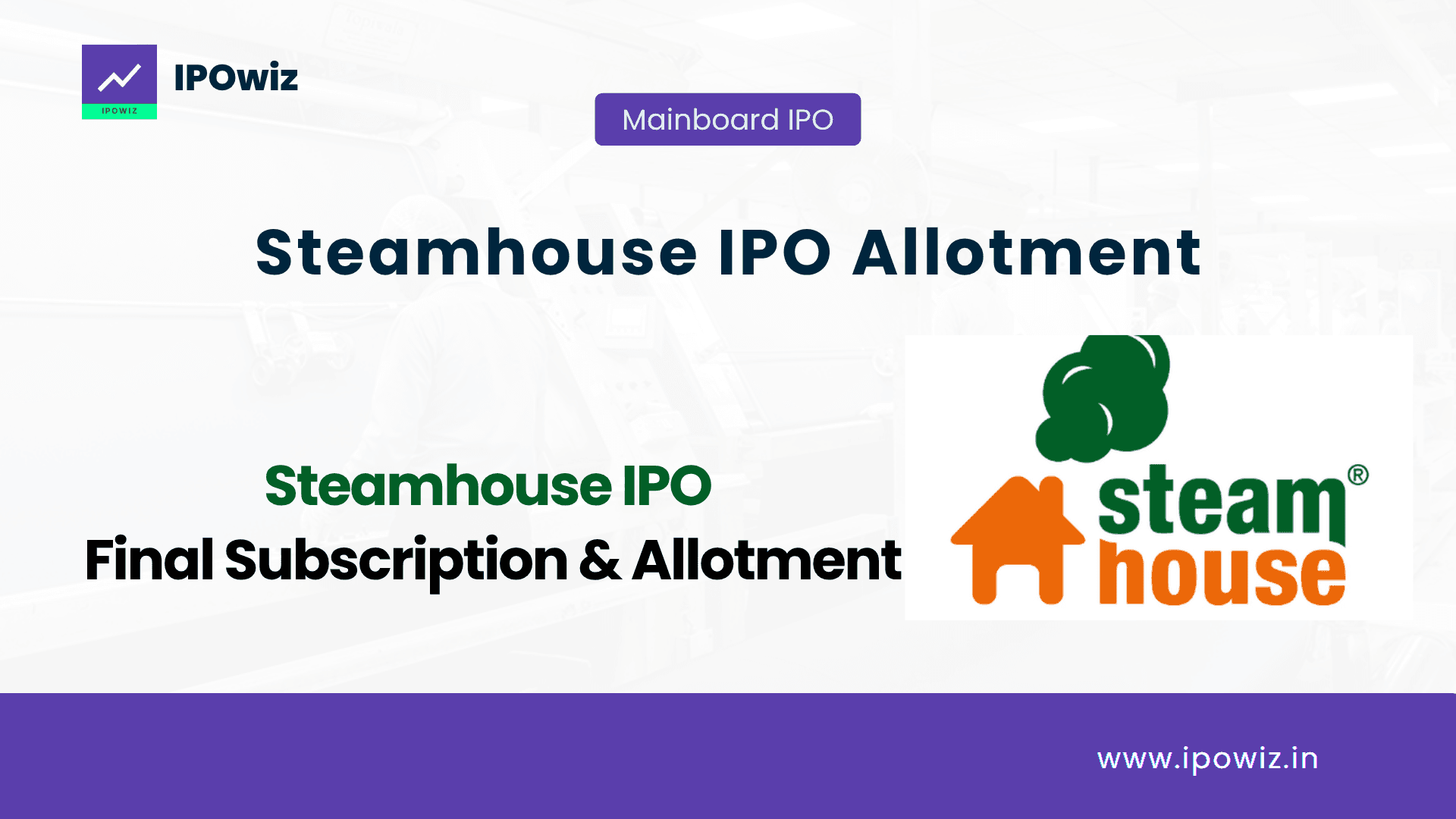 Steamhouse IPO Allotment Status 2026: Step by Step Check Allotment