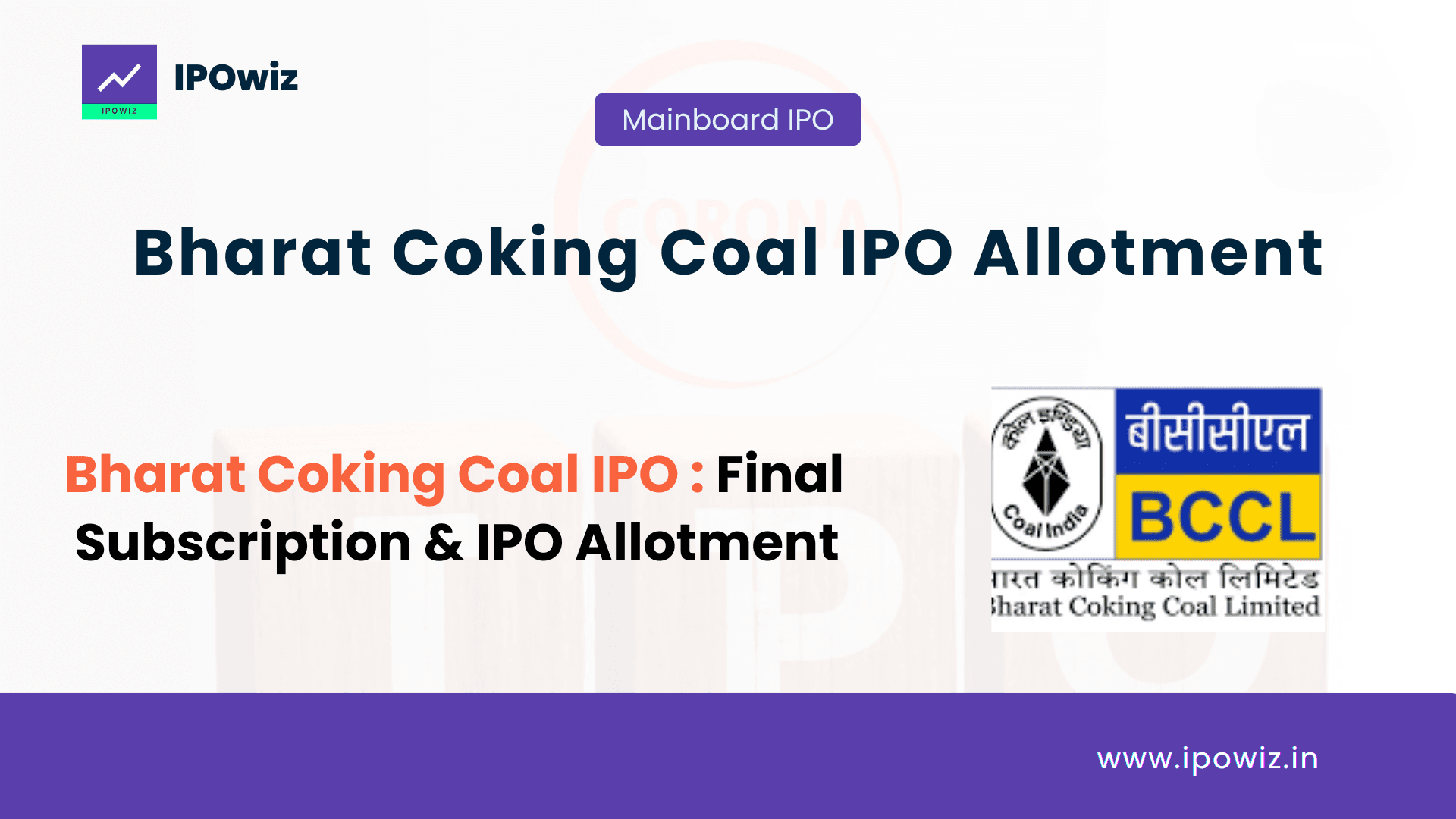 Bharat Coking Coal IPO Allotment Status: Check Step by Step on Kfintech