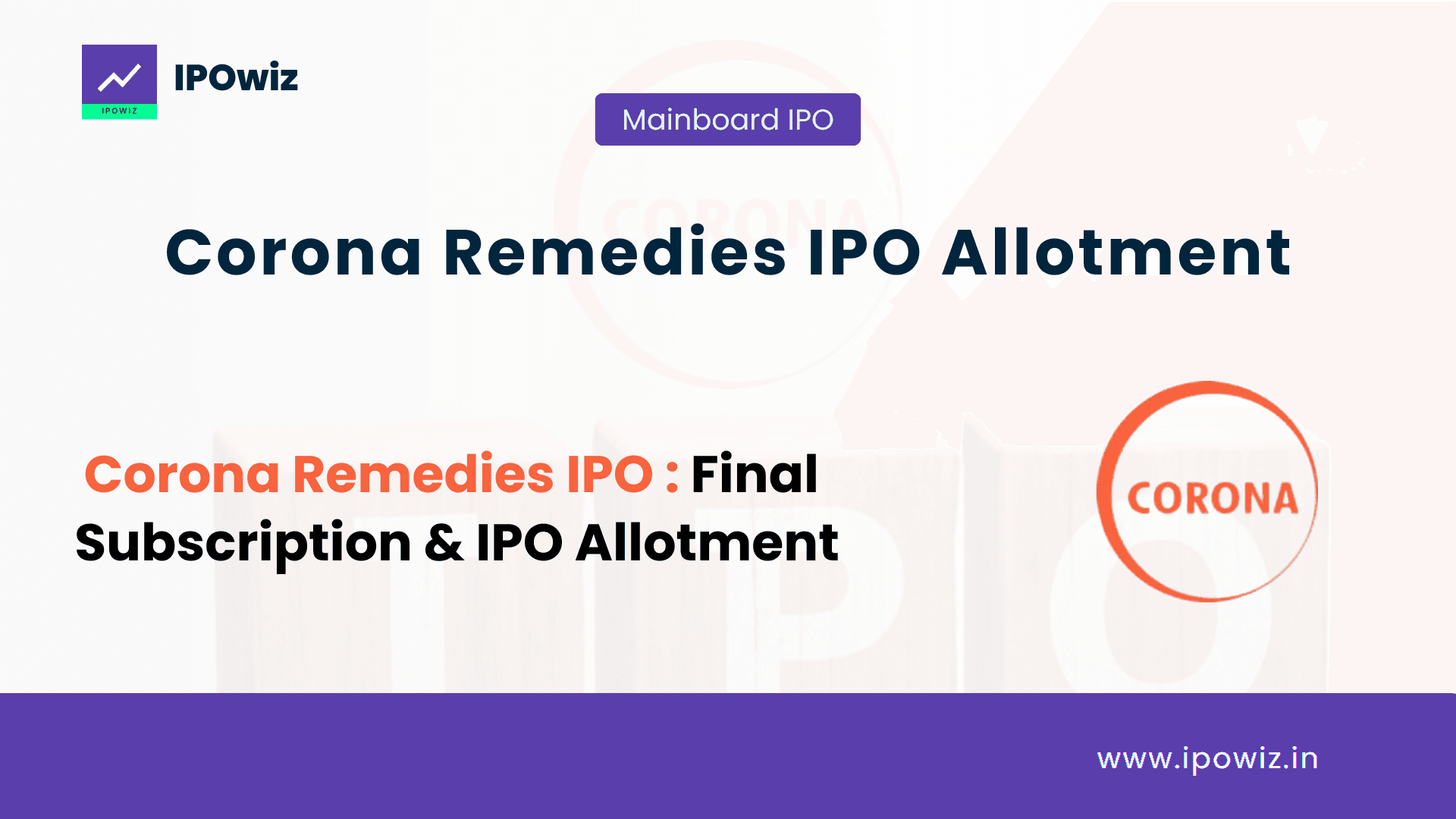 Corona Remedies IPO Allotment Status: Check Live GMP & Subscription